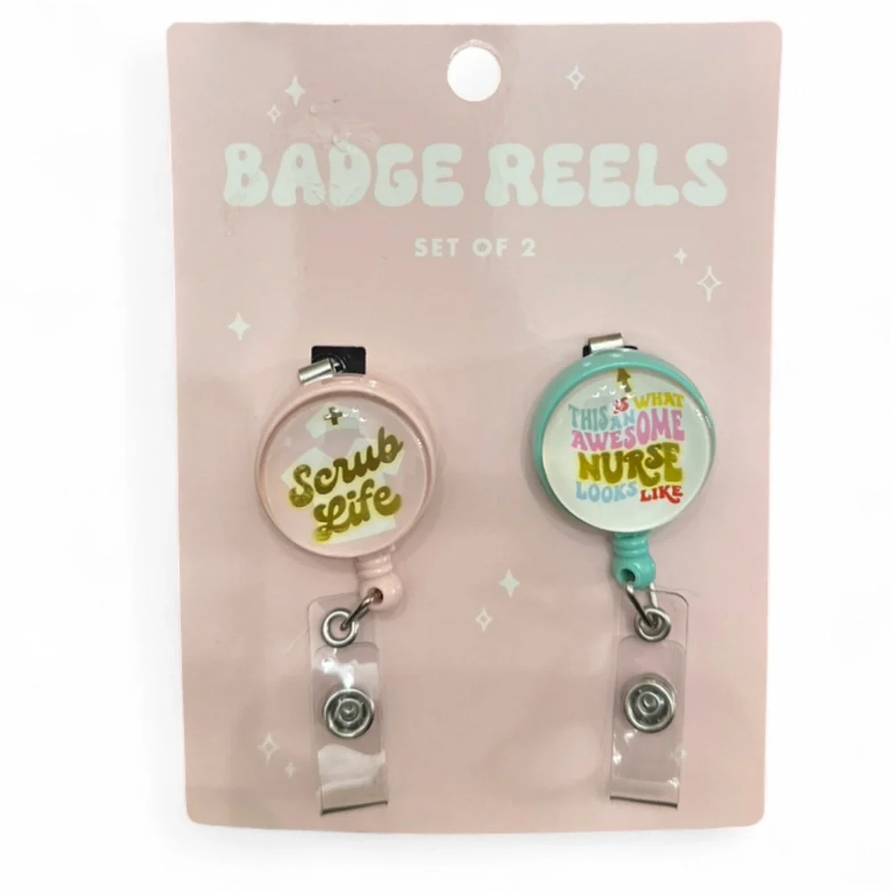 Retractable Nurse Badge Reels Alligator Clip (Set of 2) [NWT]